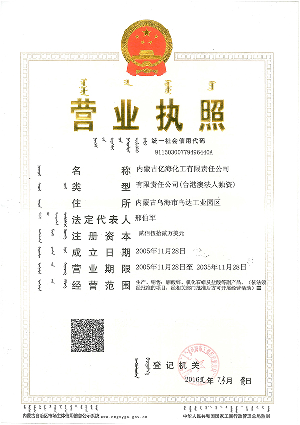  Business license 